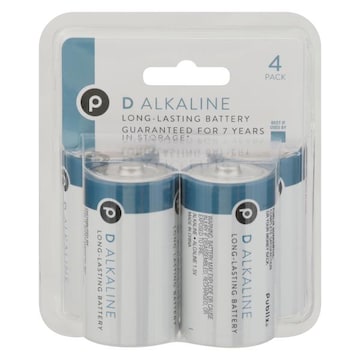 Publix Batteries, Alkaline, D, 4 Pack