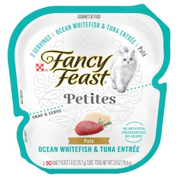 Fancy Feast Petites Cat Food, Gourmet, Ocean Whitefish & Tuna Entree, Pate