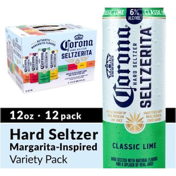 Corona Hard Seltzer Seltzerita Variety Pack with Classic Lime, Peach, Mango, and Strawberry