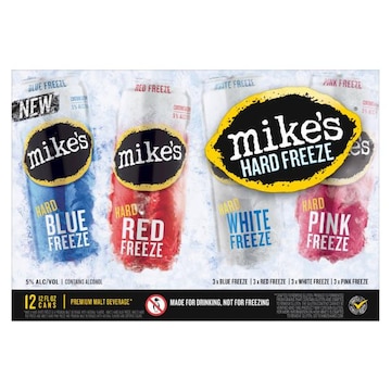 Mike's Hard Freeze Beer, Malt Beverage, Premium,Variety Pack, 12 Pack
