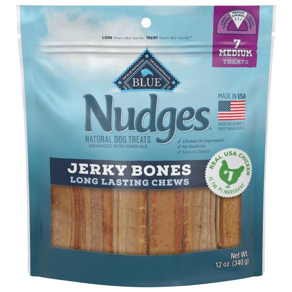 Blue Buffalo Blue Nudges Dog Treats, Natural, Jerky Bones, Medium