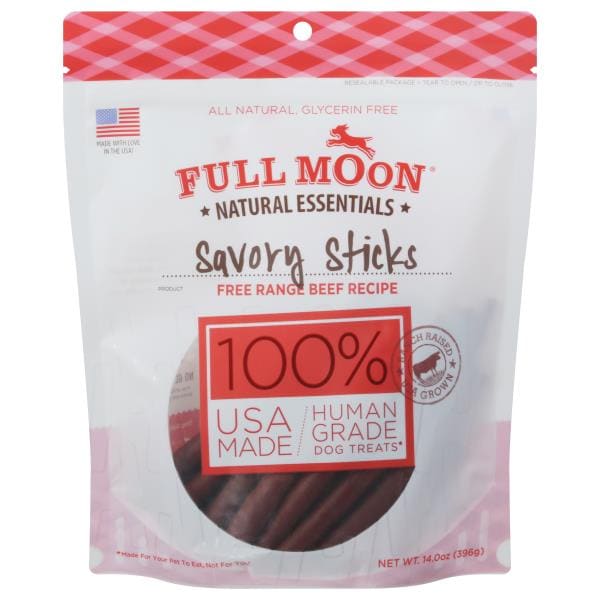 Full Moon Natural Essentials Dog Treats, Savory Sticks, Free Range Beef