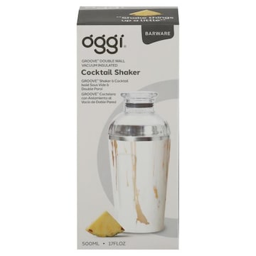 Oggi Groove Cocktail Shaker, Vacuum Insulated, Double Wall