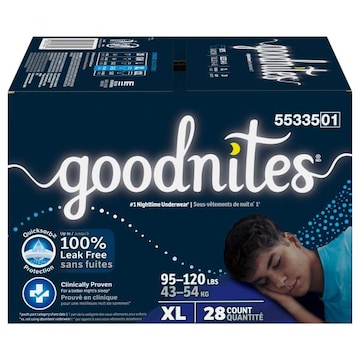 GoodNites Underwear, Nighttime, XL, 95-120 lbs