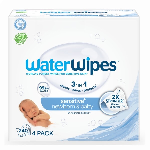 WaterWipes Sensitive Newborn & Baby Wipes 99.9% Water, Unscented