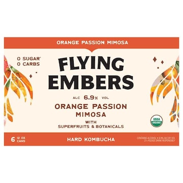 Flying Embers Hard Kombucha, Orange Passion Mimosa
