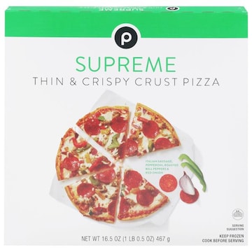 Publix Pizza, Supreme, Thin & Crispy Crust