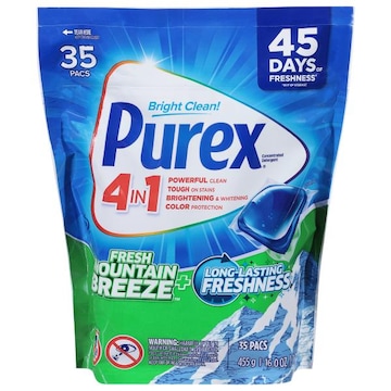 Purex Pacs 4 in 1 Concentrated Fresh Mountain Breeze + Long-Lasting Freshness Detergent
