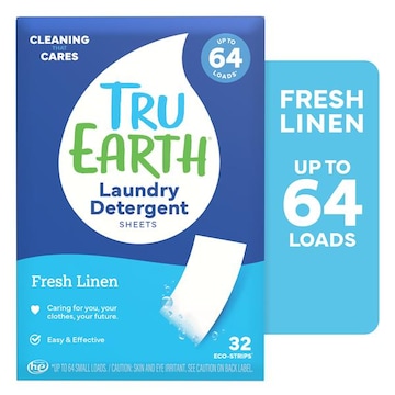 Tru Earth Eco-Strips Laundry Detergent Sheets, Fresh Linen, 32-Strips