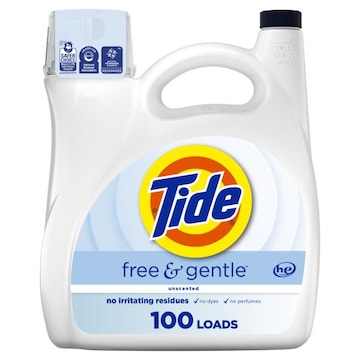 Tide Free & Gentle Liquid Laundry Detergent, 100 Loads, 132 fl oz