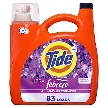 Tide Ultra Febreze Liquid Laundry Detergent, Spring and Renewal scent, 117 fl oz, 83 Loads