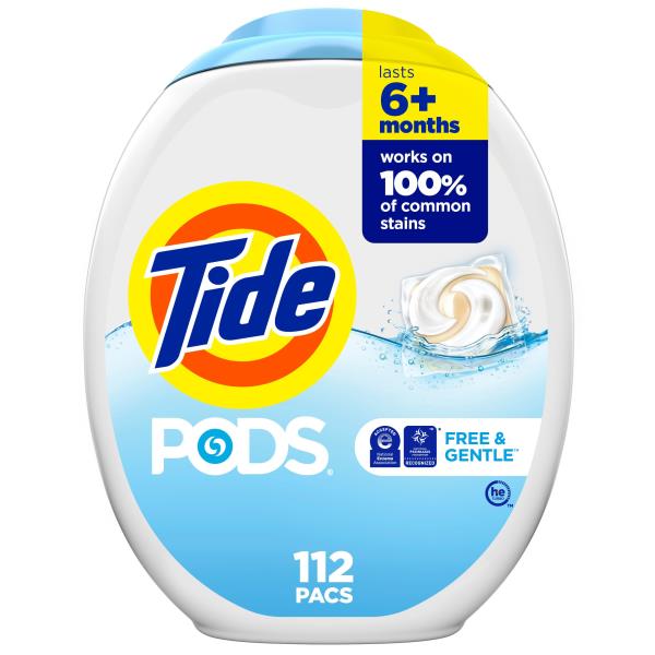 tide pods liquid laundry detergent pacs free and gentle 152-count