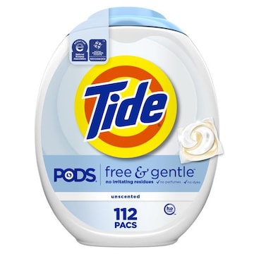 Tide PODS Free & Gentle Liquid Laundry Detergent Pacs, 112 Count