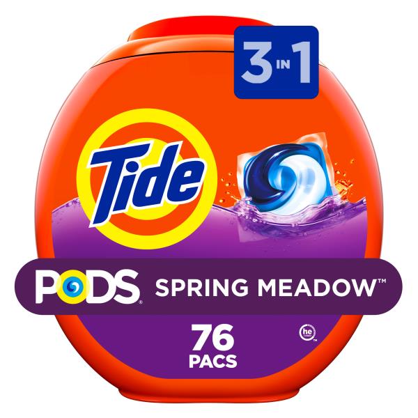 Tide Pods PODS Liquid Laundry Detergent Pacs, 81 Count, Spring Meadow