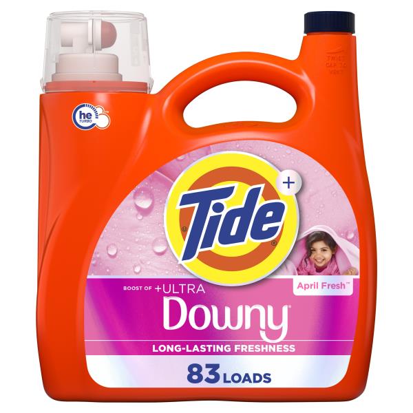 Tide Plus A Touch of Downy Liquid Laundry Detergent, April Fresh, 132 fl oz, 94 loads, HE