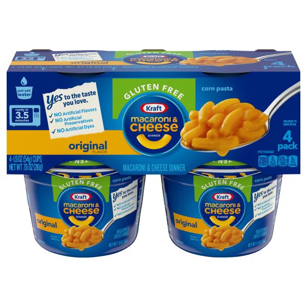 Kraft Macaroni & Cheese Dinner, Gluten Free, Original Flavor, 4 Pack ...