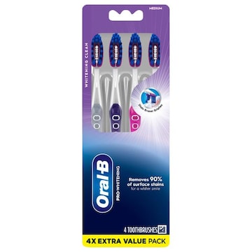 Oral-B Toothbrushes, Whitening Clean, Medium, Extra Value Pack
