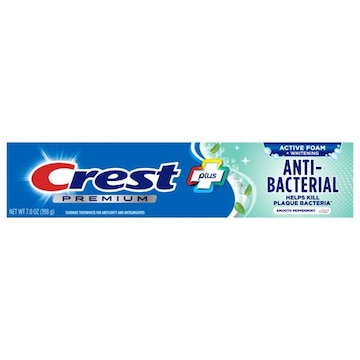 Crest Plus Toothpaste, Smooth Peppermint, Fluoride, Anti-Bacterial, Premium