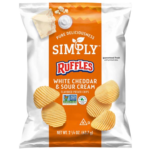 Ruffles Ruffles Potato Chips, White Cheddar & Sour Cream Flavored ...