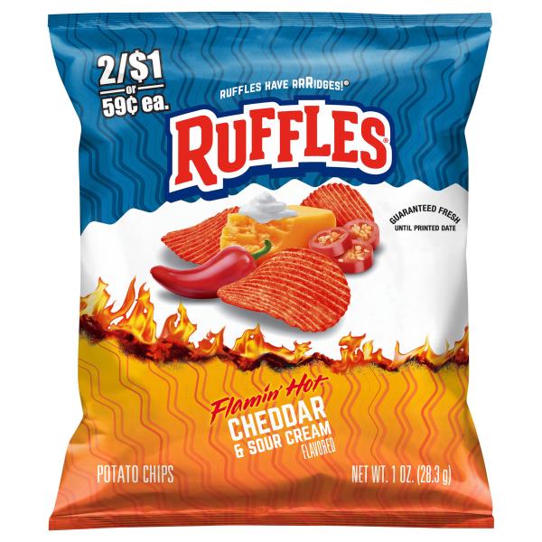 Ruffles Potato Chips, Flamin' Hot Cheddar & Sour Cream Flavored ...