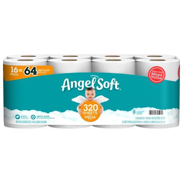 Angel Soft Toilet Paper, Unscented, Mega Rolls, 2Ply Publix Super Markets