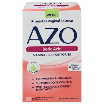 AZO Vaginal Suppositories, Boric Acid, 600 mg