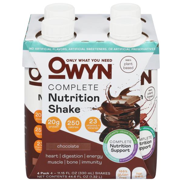 Owyn NUTRITIONAL SHAKE, MEAL REPLACEMENT, CHOCOLATE, 4 PACK Publix