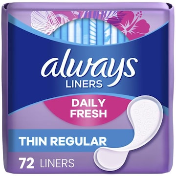 Always Daily Liners Fresh Thin, Regular, Unscented Panty Liners, 72 Count