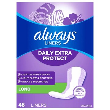 Always Liners, Daily Extra Protect, Long, Unscented