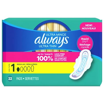 Always Pads, Ultra Thin, Regular, Size 1