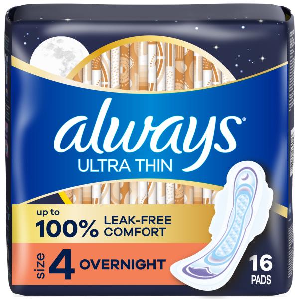 Always Pads, Ultra Thin, FlexiWings, Overnight, Size 4 Publix Super
