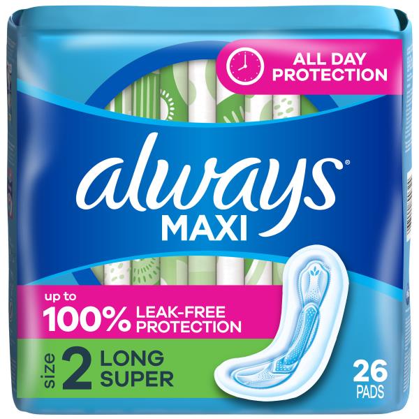 Always Maxi Pads, without FlexiWings, Long Super, Size 2 Publix