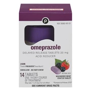Publix Omeprazole, Acid Reducer, Wildberry Mint, Tablets