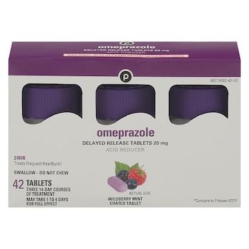 Publix Omeprazole, 20 mg, Coated Tablets, Wildberry Mint