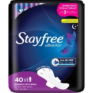 Stayfree Ultra Thin Overnight w/Wings Pads