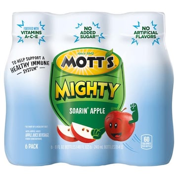 Mott's Mighty Juice Beverage, Soarin' Apple, 6 Pack