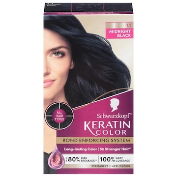 Keratin Color Hair Color, Permanent, Midnight Black 1.1