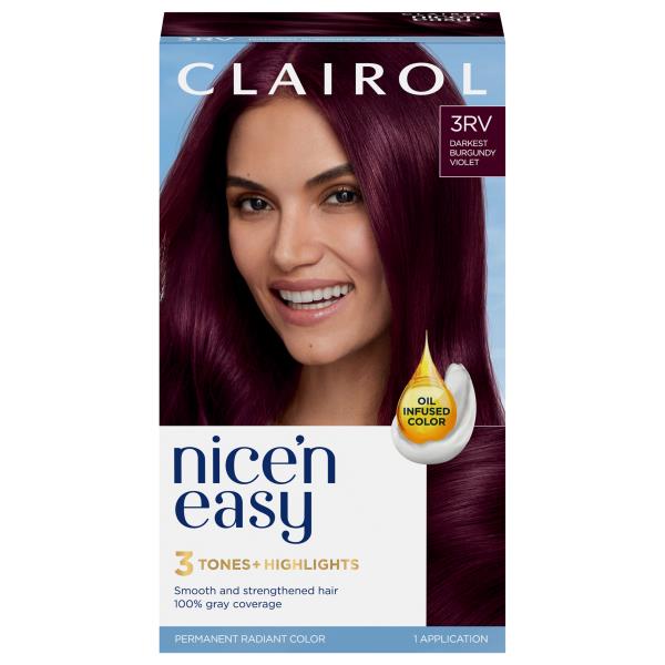 Clairol Nice 'N Easy Permanent Hair Color, Dark Violet Burgundy 3RV