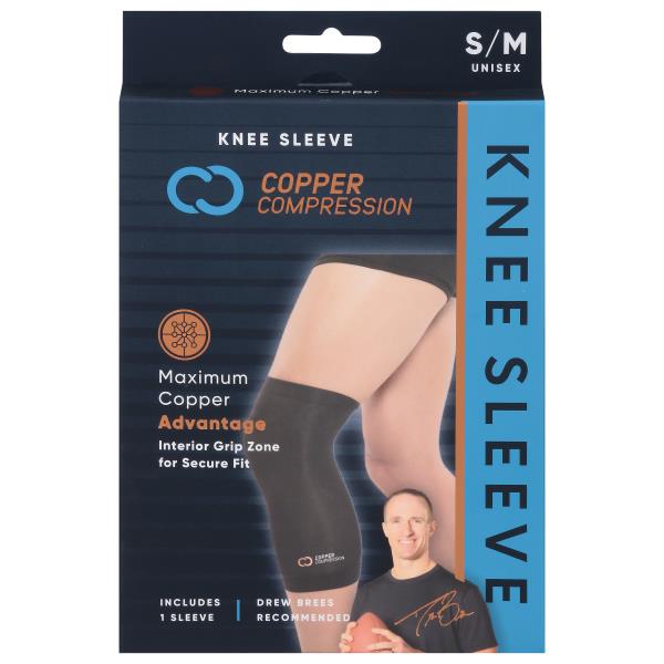 Copper Compression Knee Sleeve, Unisex, S/M