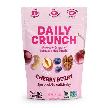 Daily Crunch Ditch your old trail mix for the berry best sprouted nut mix. Our Cherry Berry Sprouted Nut Medley contains a Uniquely Crunchy™ mix of sprouted almond