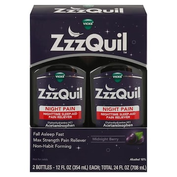 ZzzQuil Nighttime Sleep-Aid Pain Reliever, Night Pain, Midnight Berry