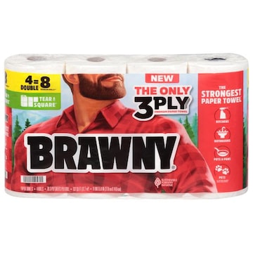 Brawny Tear-A-Square White 3-Ply Double Rolls Paper Towels