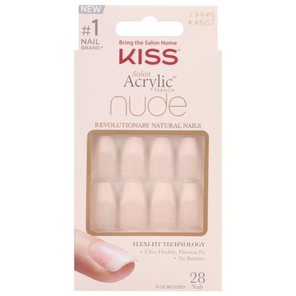 Kiss Salon Acrylic French Nails, Salon Acrylic French, Nude, Medium