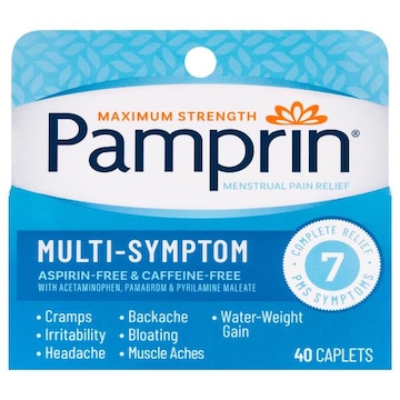Pamprin Caplets Maximum Strength Multi-Symptom Menstrual Pain Relief