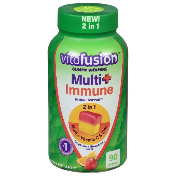 Vitafusion Gummy Vitamins, Multi + Immune, Tangerine + Strawberry ...