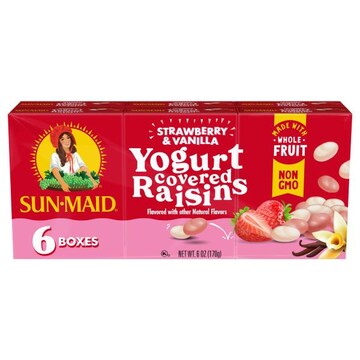 Sun-Maid® Strawberry & Vanilla Yogurt Covered Raisins 6-Pack/1oz Cartons