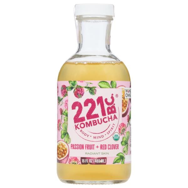 221 B.C. Kombucha, Passion Fruit + Red Clover, Radiant Skin