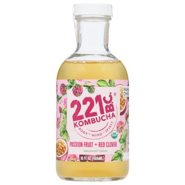 221 B.C. Kombucha, Passion Fruit + Red Clover, Radiant Skin