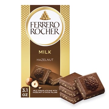 Ferrero Rocher Milk Chocolate Bar, with Hazelnut & Cocoa Filling, Milk Hazelnut