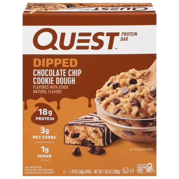 Quest Protein Bar, Chocolate Chip Cookie Dough Flavor, Dipped Publix Super Markets